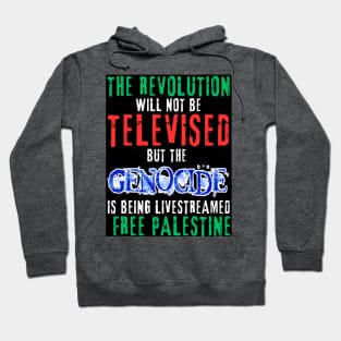 The Revolution Will Not Be Televised but The Genocide Is Being Livestreamed - Flag Colors and Blue Genocide - Back Hoodie